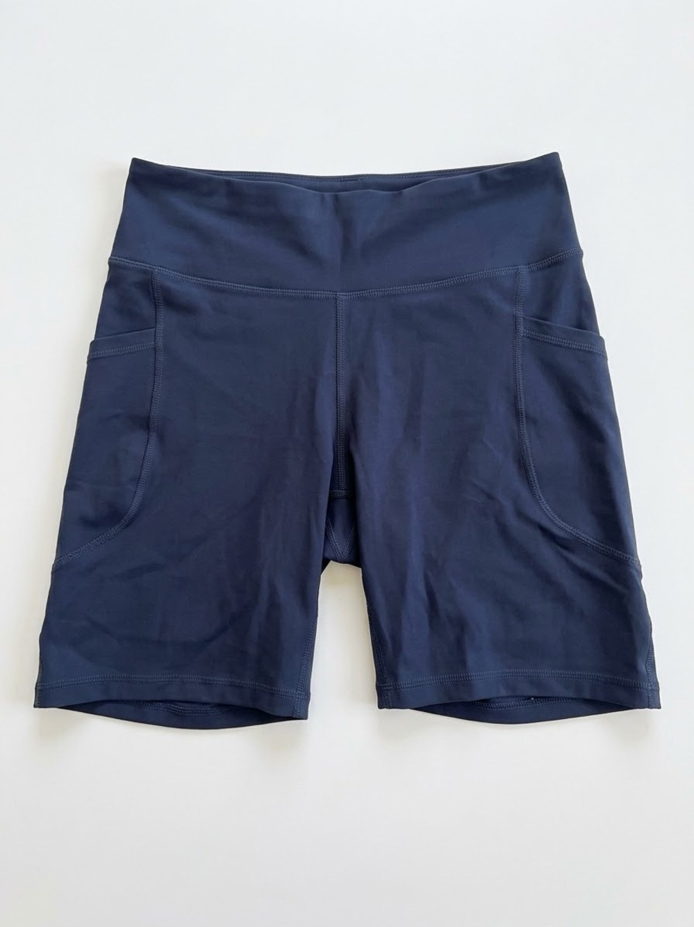 OLD NAVY Active Powersoft High Rise Bike Short Navy Blue Pockets Size Large